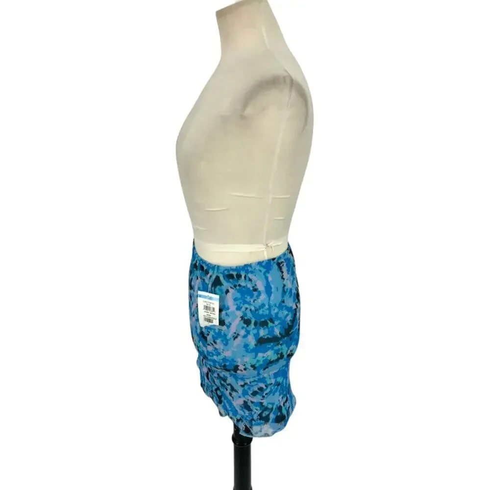 Something New Serena Mesh Miniskirt Malibu Blue Aop Violeta Size XS NWOT $49